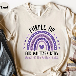 Purple Up Military Kids Shirt: Rainbow Military Child Tee image 2