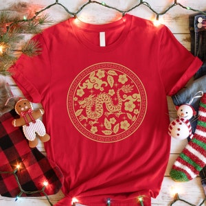 Chinese New Year 2024 Dragon Shirt, Year of the Dragon 2024 Tshirt, Lunar New Year Clothing, Chinese New Year Tee, Floral Dragon Chinese Tee