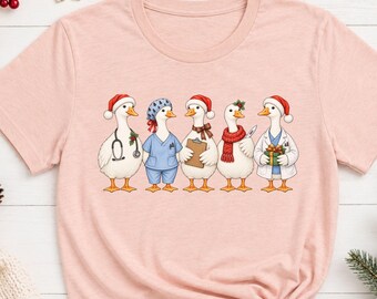 Christmas Doctor Goose Shirt, Holiday Nurse Practitioner Gift, Funny Medical Professional Xmas Shirt, Cute Xmas Geese Scrub Top Tee