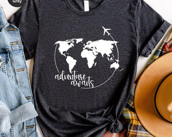 Traveler Shirt, Gift for Traveler, Vacation Shirt, World Map Travel Shirt, Airplane Mode Shirt, Geography Shirt,  Adventure Lover Travel Tee