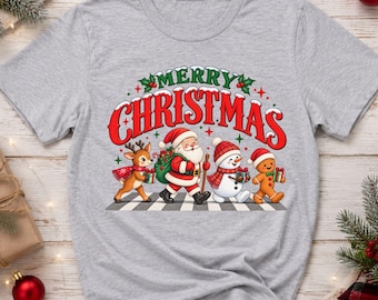 Merry Christmas Shirt, Santa Reindeer Snowman Gingerbread Tee, Cute Christmas Characters Shirt, Family Holiday T-Shirt, Xmas Gift