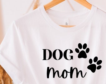 Dog Mom Shirt with Paw Print - Pet Lover Gift
