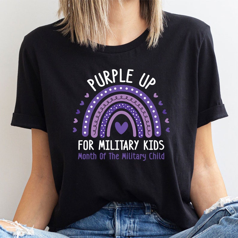 Purple Up Military Kids Shirt: Rainbow Military Child Tee image 7