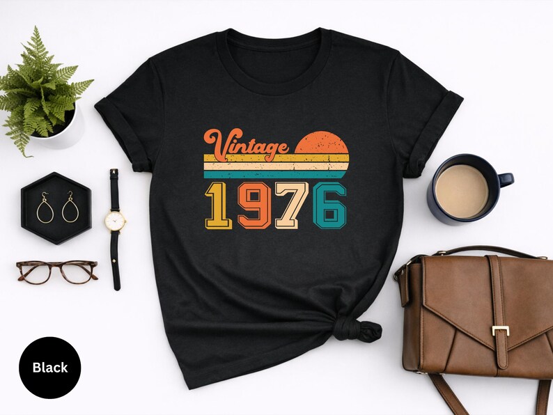 Vintage 1976 Birthday Shirt, Retro 50th Birthday Gift Tee image 11