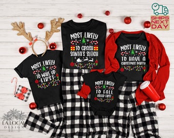 Funny Family Christmas Sweatshirt: Most Likely To Matching Shirts
