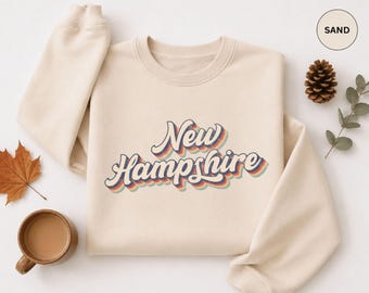 Retro New Hampshire Sweatshirt, Vintage New England Travel Sweater