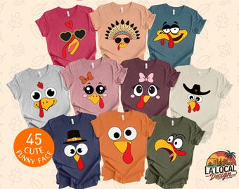 Funny Face Turkey Shirts, Thanksgiving Group Shirts, Fall Family Shirts, Cute Turkey Shirt, Kids Shirt, Fall Shirt Teacher, Thanksgiving Tee