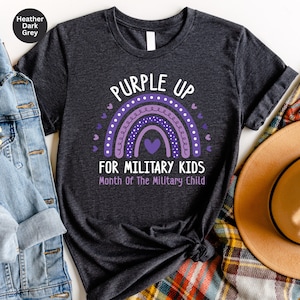 Purple Up Military Kids Shirt: Rainbow Military Child Tee image 1