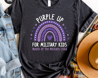 Purple Up Military Kids Shirt: Rainbow Military Child Tee