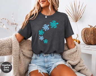 Sea Turtle Graphic Tee, Ocean Marine Life Shirt, Coastal Vacation Apparel