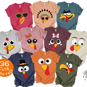 Funny Face Turkey Shirts, Thanksgiving Group Shirts, Fall Family Shirts, Cute Turkey Shirt, Kids Shirt, Fall Shirt Teacher, Thanksgiving Tee