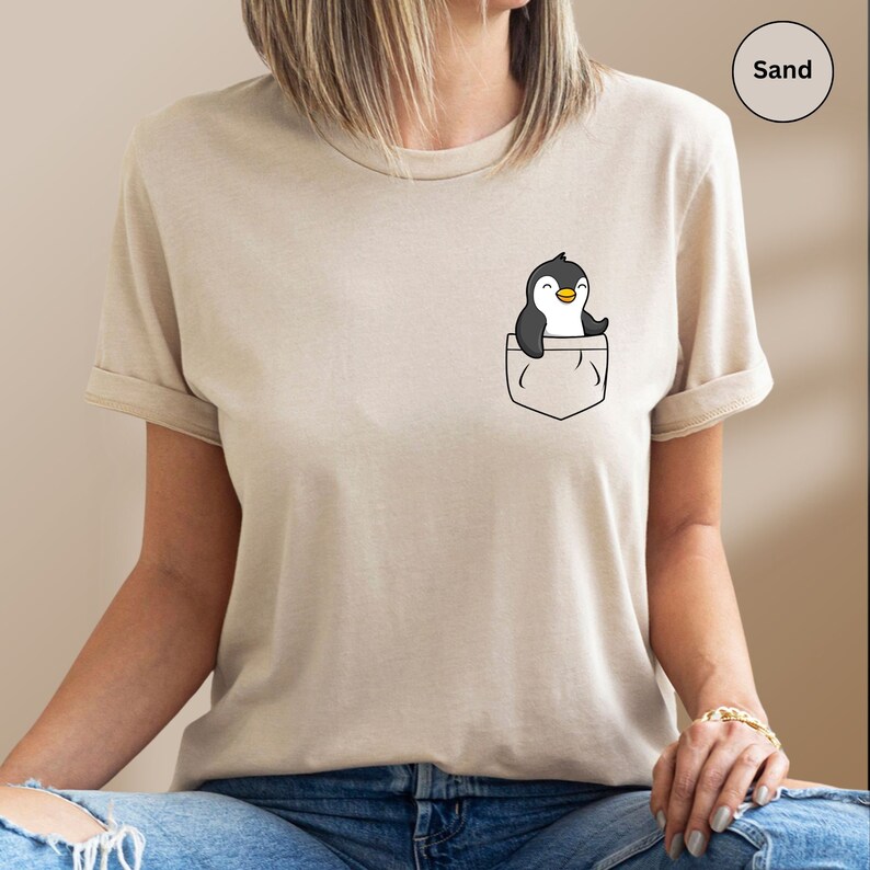 Penguin Pocket T-Shirt, Cute Animal Lover Tee image 7