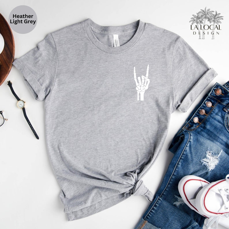Skeleton Hand Shirt, Skeleton Rock Shirt, Skeleton Rock Tee, Skeleton Tee, Halloween Shirt, Skeleton Hand T-Shirt, Halloween Gift, For Women