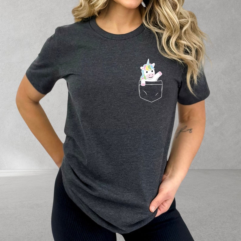 Pocket Unicorn T-Shirt, Cute Graphic Tee for Kids, Youth, Adult image 6