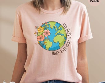 Floral Earth Day T-Shirt: Environmental Awareness Graphic Tee