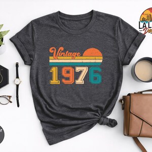 Vintage 1976 Birthday Shirt, Retro 50th Birthday Gift Tee image 1