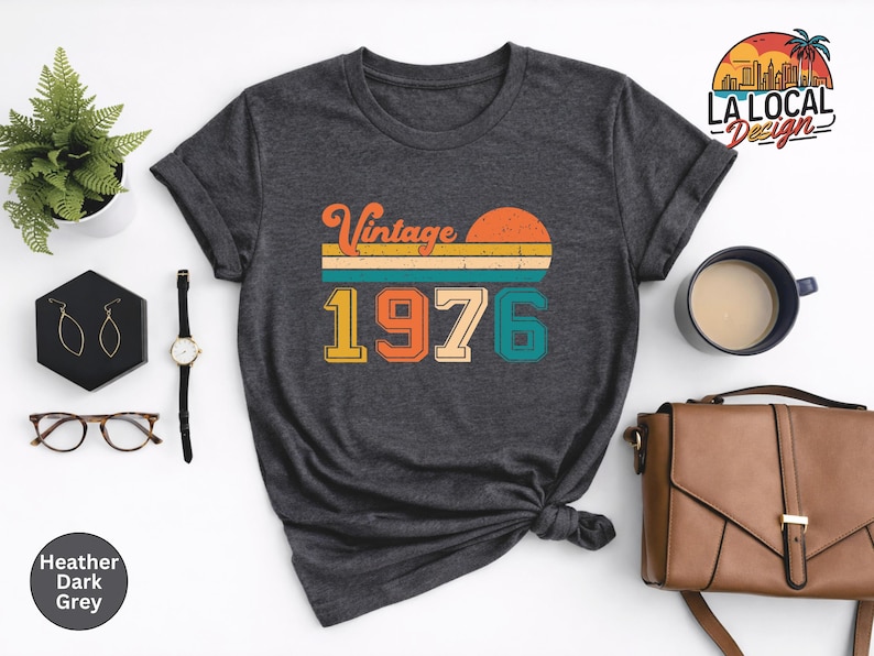 Vintage 1976 Birthday Shirt, Retro 50th Birthday Gift Tee image 1
