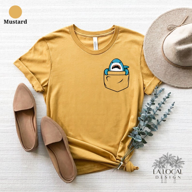 Pocket Shark T-Shirt, Shark Shirt, Animal Lover Tee, Shark Pocket Shirt, Shark Birthday Shirt, Cute Shark Shirt, Gift for Her, Kids Clothing
