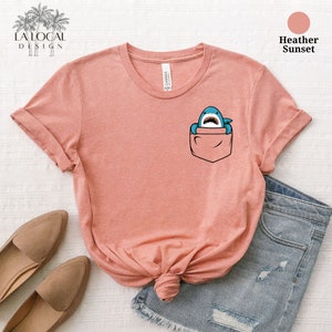 Pocket Shark T-Shirt, Shark Shirt, Animal Lover Tee, Shark Pocket Shirt, Shark Birthday Shirt, Cute Shark Shirt, Gift for Her, Kids Clothing