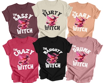 Chemise de sorcière d'Halloween personnalisée : t-shirt de groupe assorti pour la saison effrayante