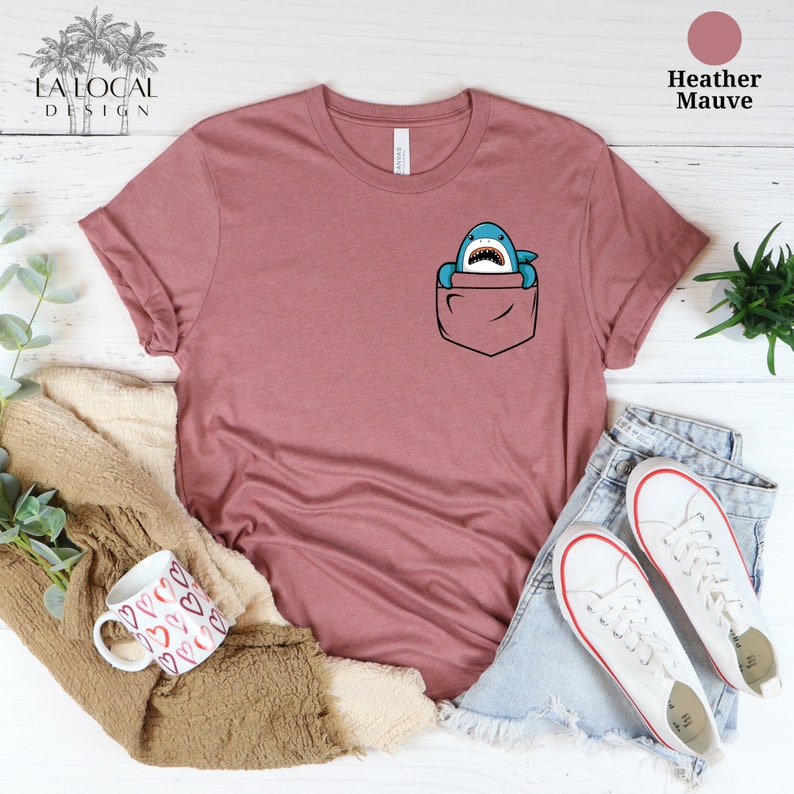 Pocket Shark T-Shirt, Shark Shirt, Animal Lover Tee, Shark Pocket Shirt, Shark Birthday Shirt, Cute Shark Shirt, Gift for Her, Kids Clothing