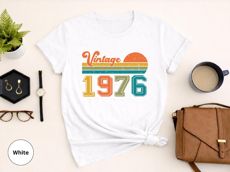 Vintage 1976 Birthday Shirt, Retro 50th Birthday Gift Tee image 12