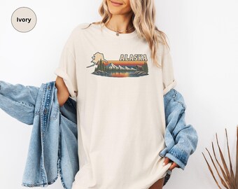 Vintage Alaska Wilderness Shirt, Retro Mountain Bear Tee, Comfort Colors® Cotton