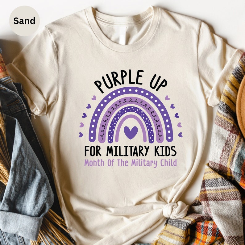 Purple Up Military Kids Shirt: Rainbow Military Child Tee image 2
