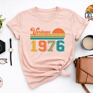 Vintage 1976 Birthday Shirt, Retro 50th Birthday Gift Tee image 2