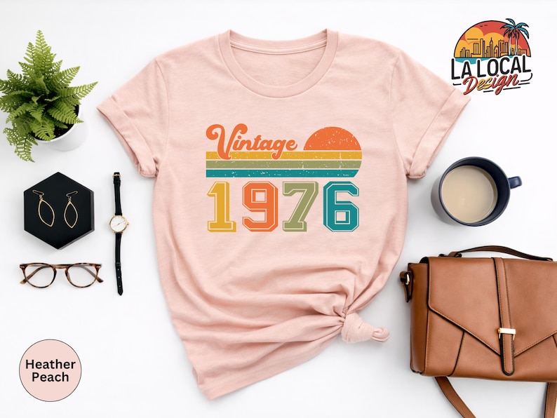 Vintage 1976 Birthday Shirt, Retro 50th Birthday Gift Tee image 2
