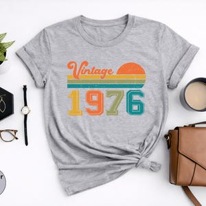Vintage 1976 Birthday Shirt, Retro 50th Birthday Gift Tee image 4