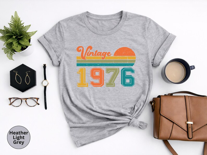 Vintage 1976 Birthday Shirt, Retro 50th Birthday Gift Tee image 4