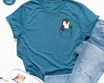 Penguin Pocket T-Shirt, Cute Animal Lover Tee