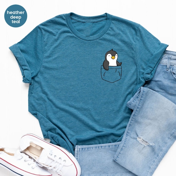 Pocket Penguin Shirt, Penguin Lover Pocket T-Shirt, Animal Lover Shirt, Cute Penguin Pocket Shirt for Toddler Youth Adult, Mothers Day Gift