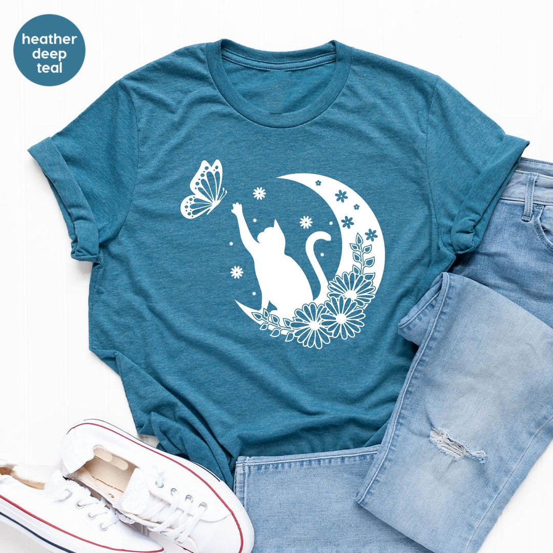 Floral Cat Shirt, Floral Cat Tee, Cat Lover Shirt, Animal Lover Tee ...