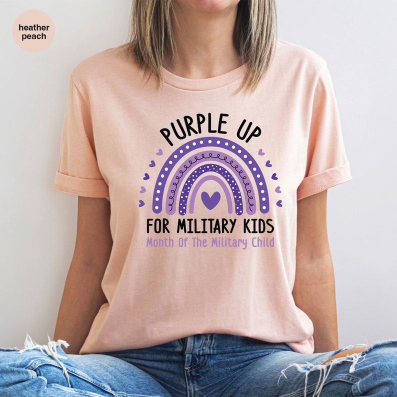 Purple Up Military Kids Shirt: Rainbow Military Child Tee image 3