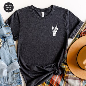 Skeleton Hand Shirt, Skeleton Rock Shirt, Skeleton Rock Tee, Skeleton Tee, Halloween Shirt, Skeleton Hand T-Shirt, Halloween Gift, For Women