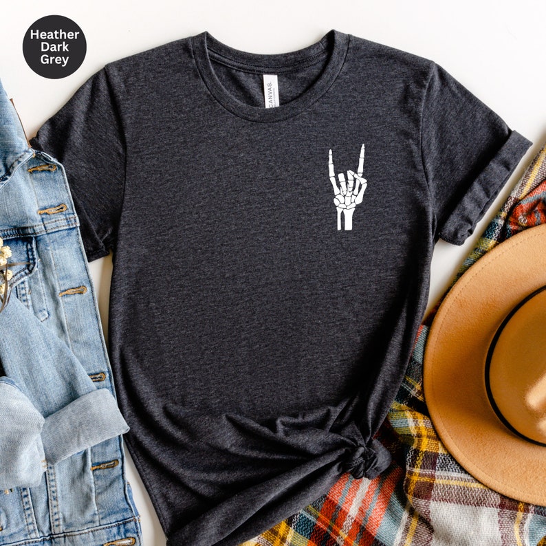 Skeleton Hand Shirt, Skeleton Rock Shirt, Skeleton Rock Tee, Skeleton Tee, Halloween Shirt, Skeleton Hand T-Shirt, Halloween Gift, For Women