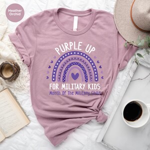 Purple Up Military Kids Shirt: Rainbow Military Child Tee image 5