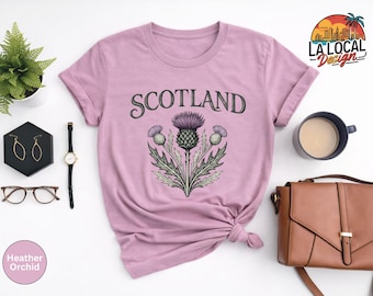 Scotland Thistle Shirt Scottish Pride Highlands Souvenir Edinburgh Travel Tee Gift for Travelers Scotland Vacation T-Shirt Vintage