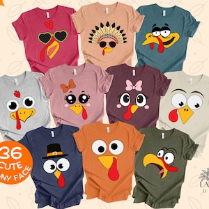 Funny Turkey Face Shirt | Cute Turkey Face Shirt | Family Matching Thanksgiving Shirts | Thanksgiving Family Group Shirts | Cute Fall Shirt