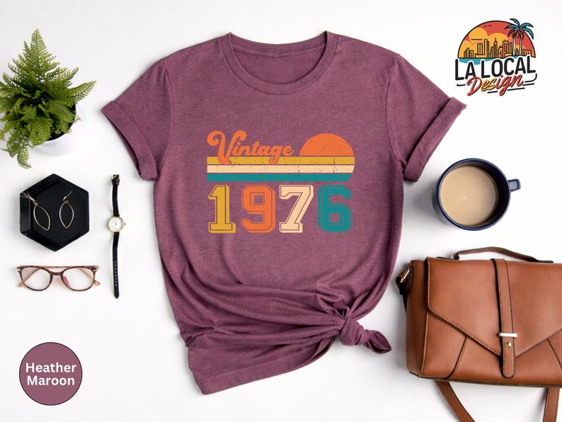 Vintage 1976 Birthday Shirt, Retro 50th Birthday Gift Tee image 8