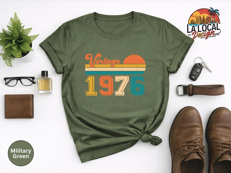 Vintage 1976 Birthday Shirt, Retro 50th Birthday Gift Tee image 13