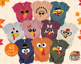 Funny Turkey Face Shirt | Cute Turkey Face Shirt | Family Matching Thanksgiving Shirts | Thanksgiving Family Group Shirts | Cute Fall Shirt