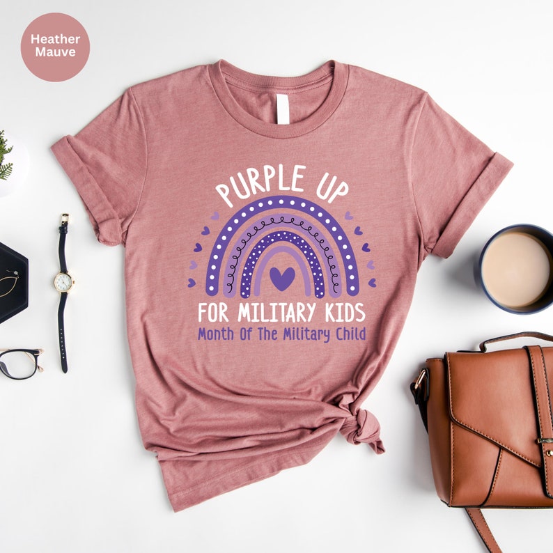 Purple Up Military Kids Shirt: Rainbow Military Child Tee image 6