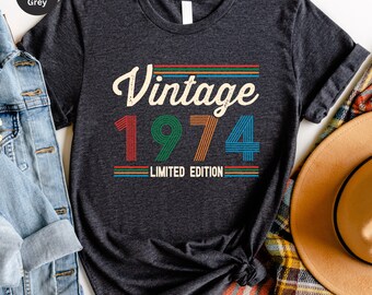 52nd Birthday Shirt, Vintage 1974 Shirt, Retro Birthday T-Shirt, Vintage Shirt, Fifty Years Old Tshirt, 52nd Birthday Woman, Gift for Him