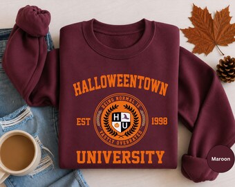 Halloweentown University Sweatshirt, Retro College Style, Spooky Fall Tee