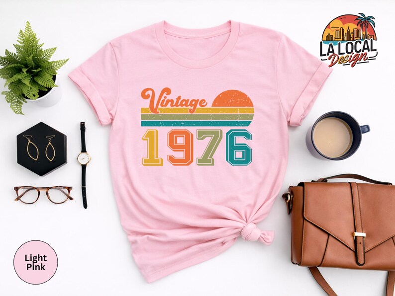 Vintage 1976 Birthday Shirt, Retro 50th Birthday Gift Tee image 6