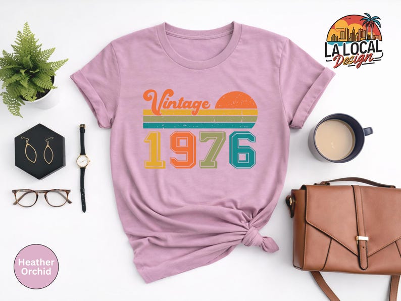 Vintage 1976 Birthday Shirt, Retro 50th Birthday Gift Tee image 3