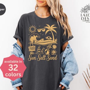 Sun Salt Sand Shirt, Comfort Colors Summer Tshirt, Trendy Beach Shirt, Beach Lover Gift, Vacation Shirt, Cute Summer Outfits For Women